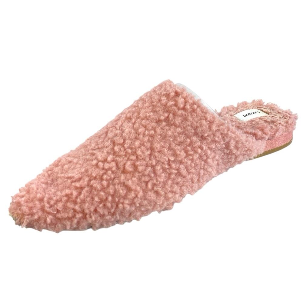 Birdies The Lark Women's Pink Blush Faux Shearling Slip On Mules Slides Size 7